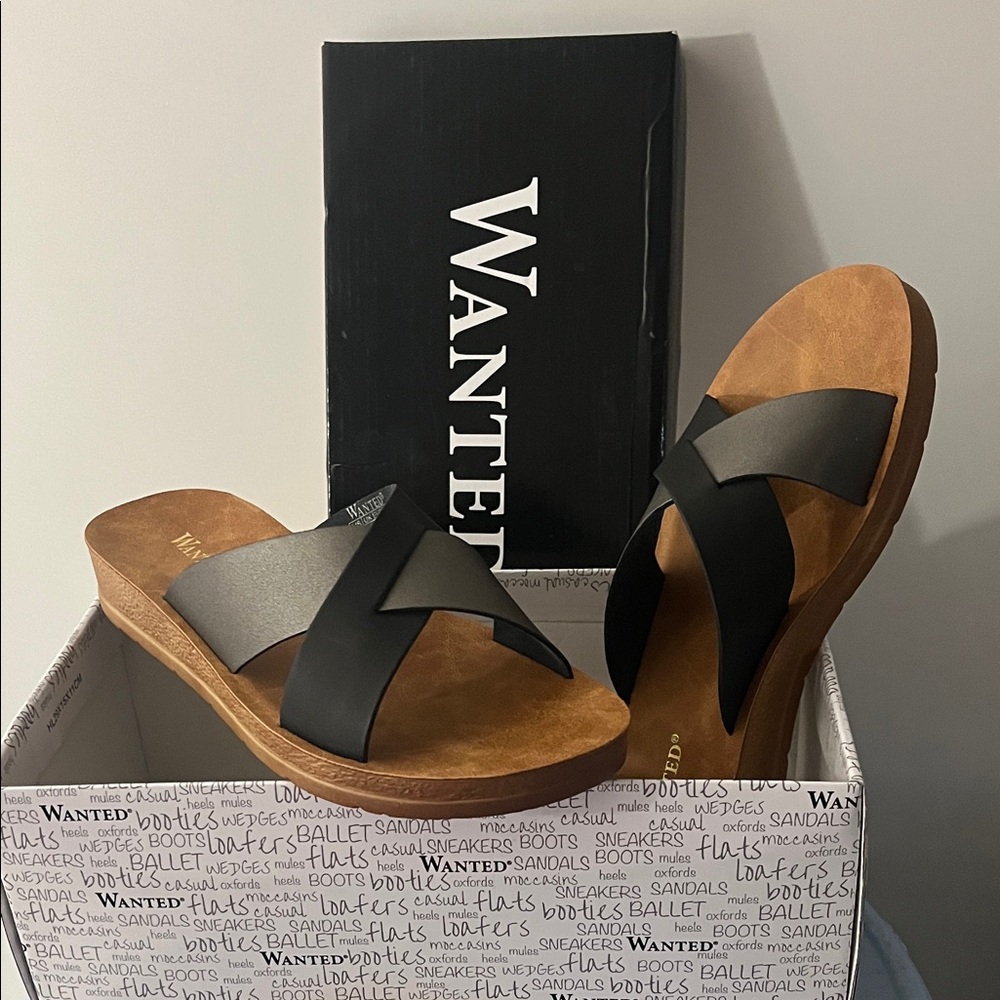 Wanted Black and Tan Women's Wedges